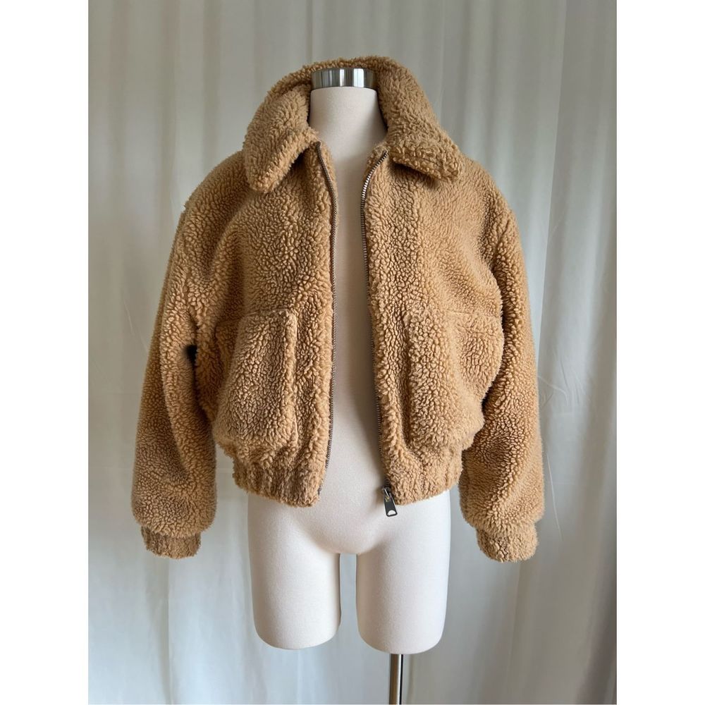 Urban Outfitters Women's Brown Teddy Bear Full Zip Fleece Jacket Size SP